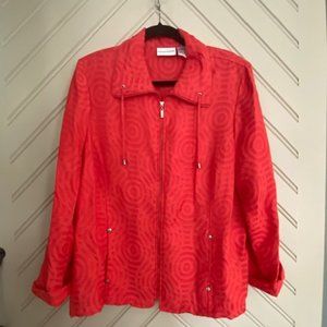 Alfred Dunner Light Weight Red Shimmer Zipper Jacket